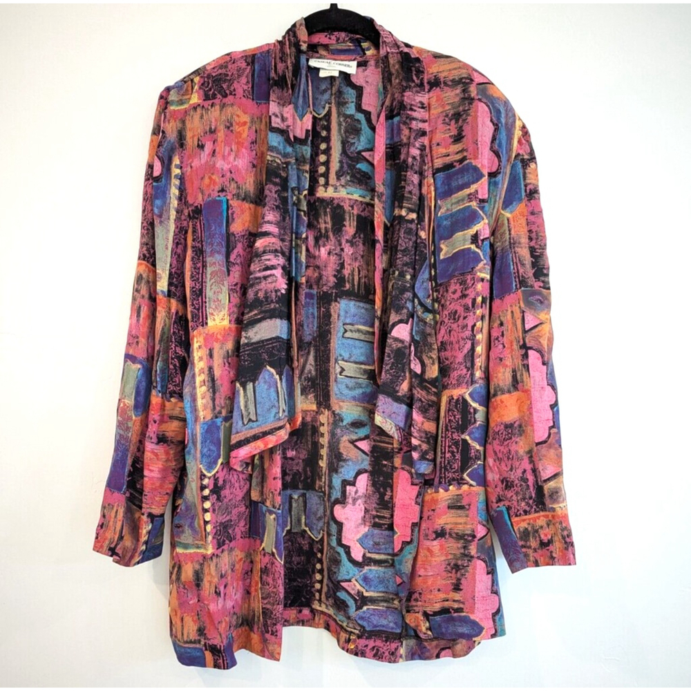 Casual Corner Vintage Jacket Womens Size L‎ Colorful Art to Wear Artsy Teacher